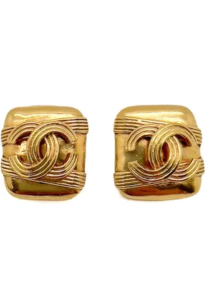 CHANEL 1994s Banded CC Logo clip-on earrings