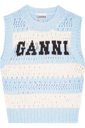Ganni Striped knit tank top