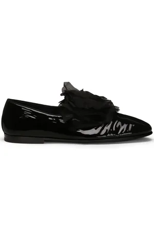 Dolce & Gabbana Floral appliqué leather slippers