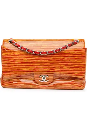 CHANEL 2013-2014 Jumbo Classic Patent Stiped Double Flap shoulder bag