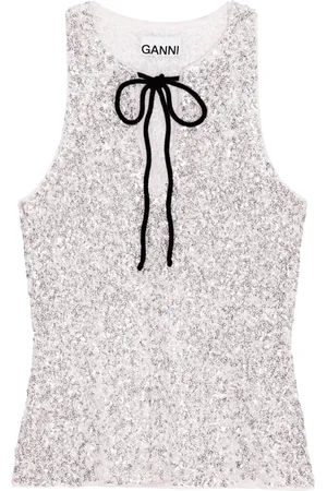 Ganni Sequined sleeveless top
