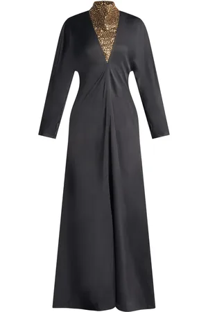 Salvatore Ferragamo Stone-appliqu?? long-sleeved gown