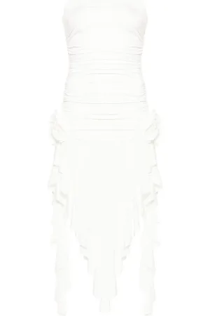 NISSA Strapless floral-appliqu?? midi dress