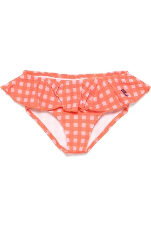 Bobo Choses Vichy ruffle swim briefs