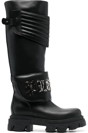 Philipp Plein Logo-plaque 50mm leather knee-high boots