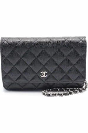 CHANEL 2021 Caviar-leather chain wallet