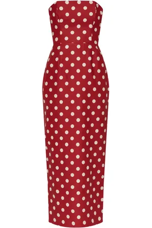 POSSE Polka dot strapless dress