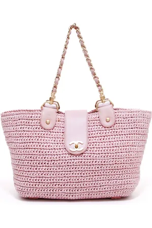 CHANEL 2005 CC raffia tote bag