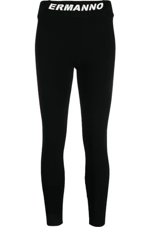 Ermanno Firenze Logo-waistband mid-rise leggings