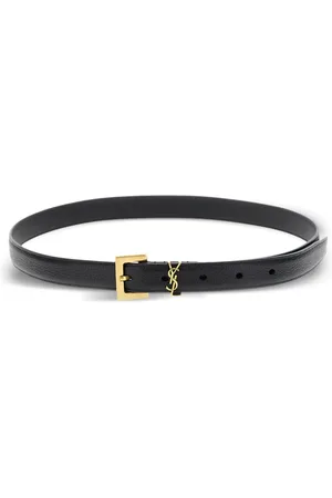 Saint Laurent Cassandre grained-leather belt