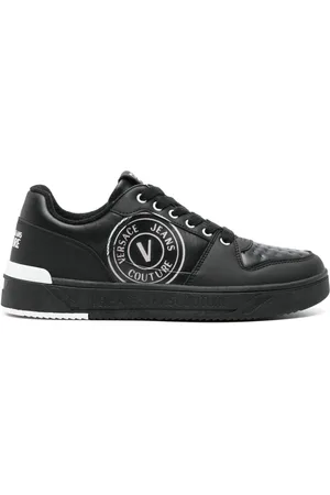 VERSACE Starlight logo-print leather sneakers