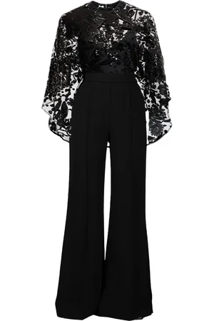 Elie saab Cape-detail embroidered jumpsuit