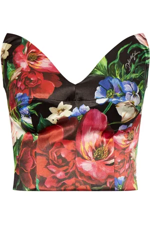 Dolce & Gabbana Rose-print strapless top