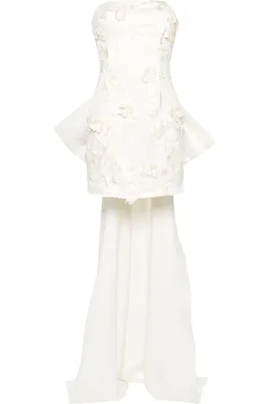 ROTATE Floral-appliqué tulle minidress
