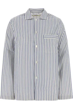 Tekla Striped poplin pyjama top