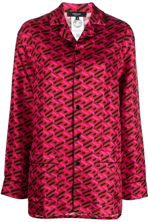 VERSACE Logo-print silk pyjama top
