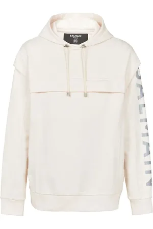 Balmain Cut-out detail logo-print hoodie