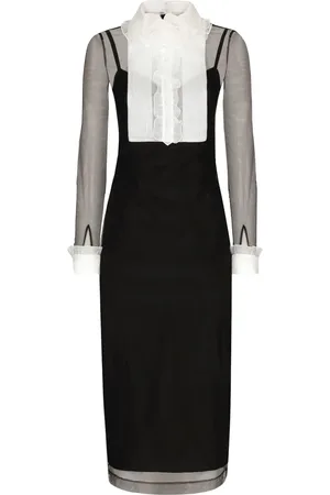 Dolce & Gabbana Ruffled bib-collar midi dress