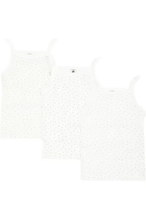 Petit Bateau Mini Heart-pattern tank top (pack of three)