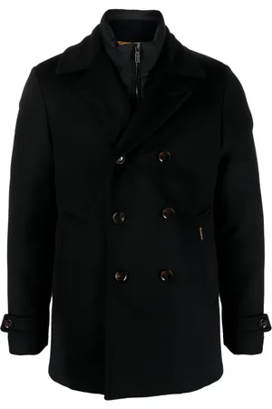MOORER Double-breasted layered peacoat