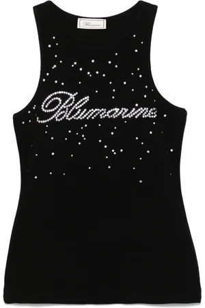 BLUMARINE Crystal-logo tank top