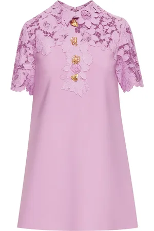Oscar de la Renta Mixed Botanical guipure-panel minidress
