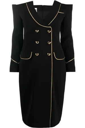 Moschino Teddy Bear-buttoned off-shoulder dress