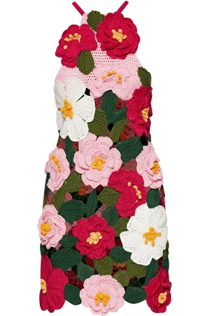 Oscar de la Renta Camellia crochet-knit halterneck minidress