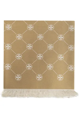 Tory Burch Fringe-detail logo scarf