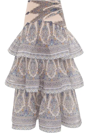 ZIMMERMANN Tiered plissé-effect maxi skirt