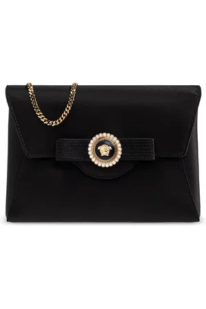 VERSACE Crystal Gianni Ribbon satin clutch bag