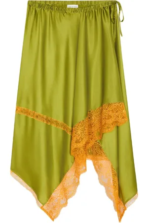 DRIES VAN NOTEN Asymmetrical silk midi skirt