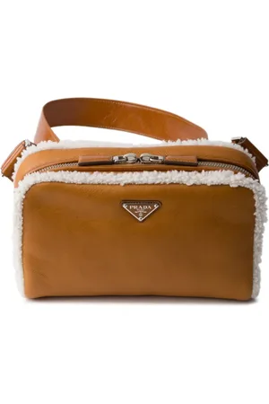 Prada Shearling-trim shoulder bag