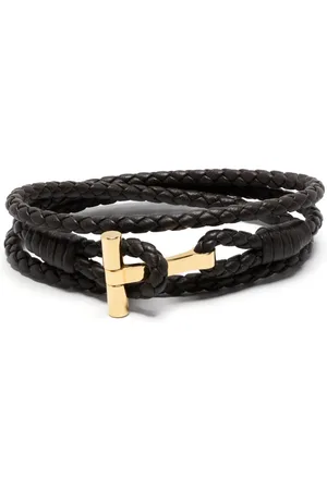 Tom Ford T-plaque leather bracelet