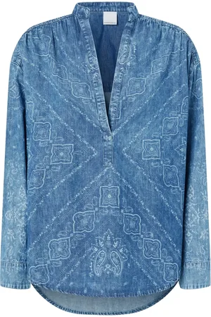 Pinko Bandana-print denim blouse