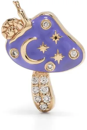 Sydney Evan 14kt yellow gold Celestial Mushroom diamond and enamel stud earring