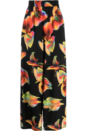 Alexander McQueen Solarised Orchid-print wide-leg trousers