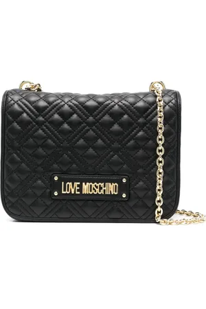 Moschino Logo plaque quilted shoulder bag