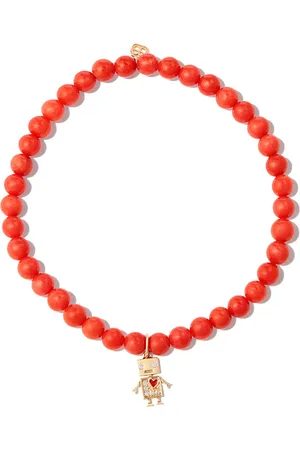 Sydney Evan 14kt yellow Robot coral and diamond bracelet