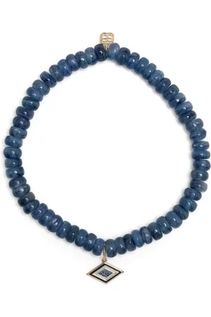 Sydney Evan 14kt yellow gold Groovy Eye kyanite beaded bracelet