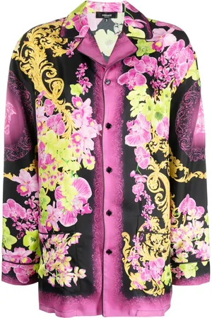 VERSACE Medusa Orchid-print blouse