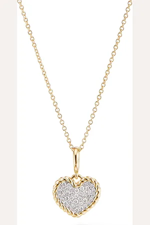 David Yurman 18kt yellow Cable Collectibles Heart diamond necklace