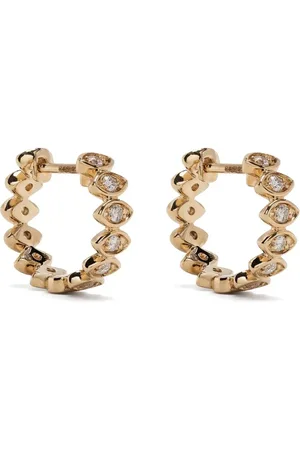 Sydney Evan 14kt Evil Eye diamond huggie hoops