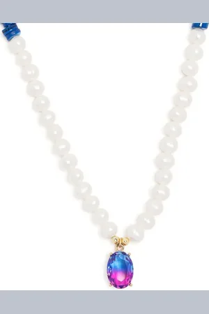 A Sinner in Pearls Pearl shell bead crystal pendant necklace