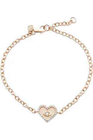 Sydney Evan 14kt yellow heart evil eye charm bracelet