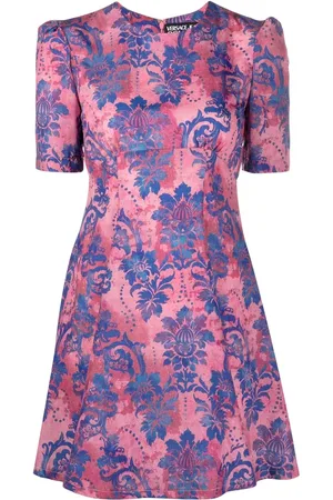 VERSACE Floral-print flared mini dress