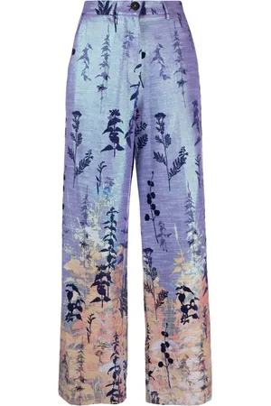 FORTE FORTE Leaf-print wide-leg trousers