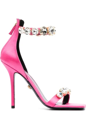 VERSACE 110mm crystal-embellished satin sandals