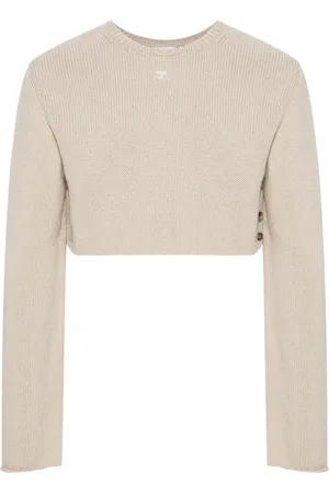 Courrèges Cropped buttoned-slit jumper