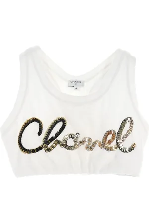 CHANEL 1986-1988 sequin-logo tank top